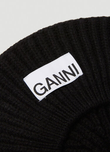 GANNI リブ編みベレー帽 ブラック gan0250051