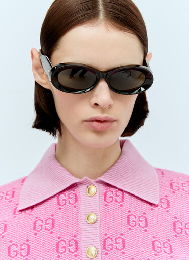 Gucci Oval-Frame Sunglasses Black gus0256007