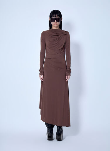 Entire Studios Draped Long Sleeve Dress Brown ent0266034