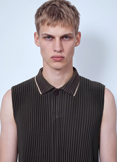 Homme Plissé Issey Miyake Pleated Sleeveless Top Brown hmp0166019