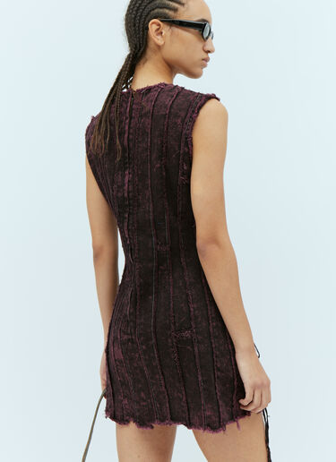 Acne Studios Denim Patchwork Mini Dress Burgundy acn0254009