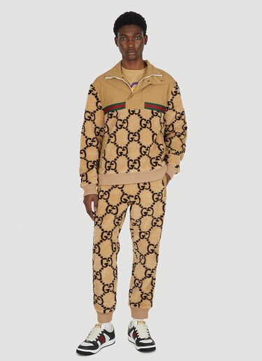Gucci GG Jacquard Faux Fur Half-Zip Jacket Camel guc0151045