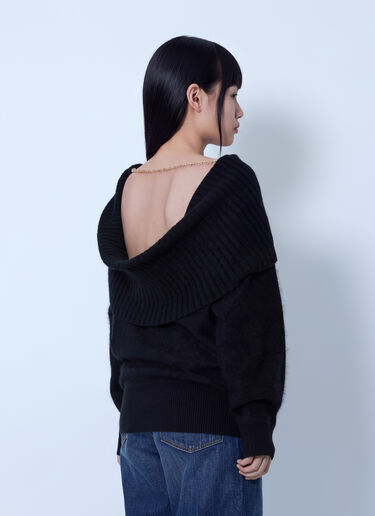 LN-CC® - Sportmax: Ribbed Panel Wool Sweater - Black Sportmax Ribbed Panel Wool Sweater Black spx0266019