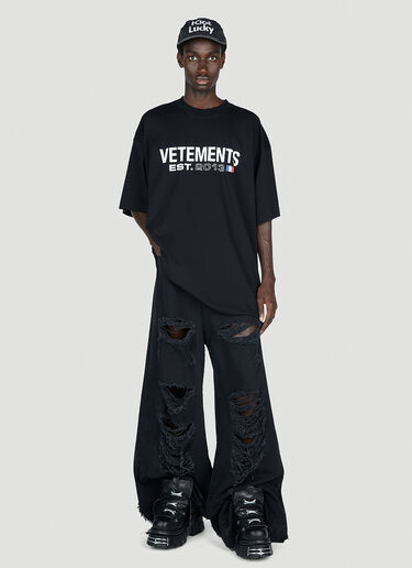 Vetements フラッグロゴTシャツ ブラック vet0154002