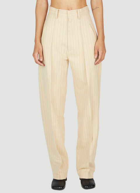 Isabel Marant Sopiavea ストライプテーパードパンツ ベージュ ibm0253047