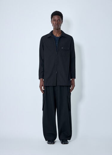 Yohji Yamamoto Chain Stitch Broad Zip Open Blouse Black yoy0164001