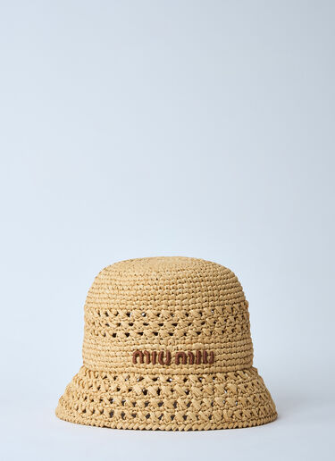 Miu Miu Woven Logo Motif Bucket Hat Natural miu0260025