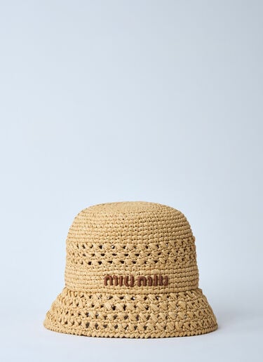 Woven Logo Motif Bucket Hat Miu Miu Woven Logo Motif Bucket Hat Natural miu0260025