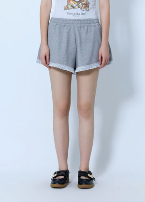 GANNI Isoli Shorts with Ruffles Grey gan0265015