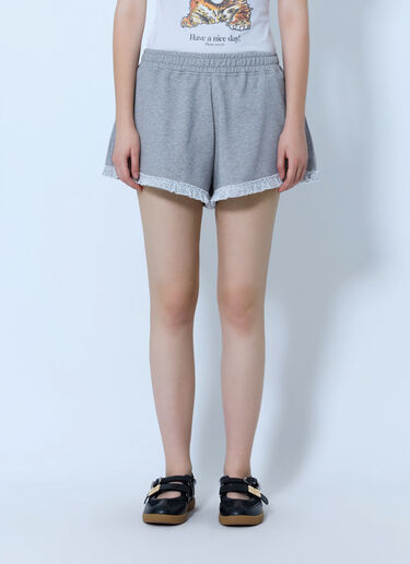 LN-CC® - GANNI: Isoli Shorts with Ruffles - Grey GANNI Isoli Shorts with Ruffles Grey gan0265015