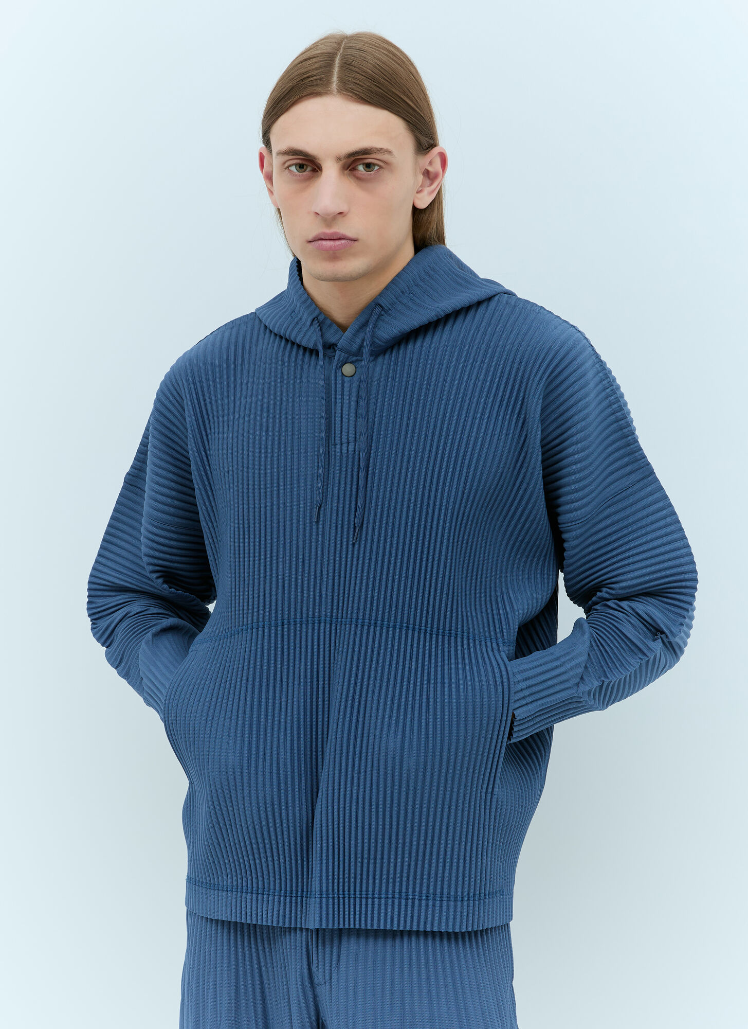 Shop Issey Miyake Monthly Colors: December Hooded Sweatshirt In Blue