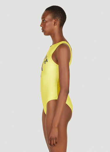 GANNI Logo Print Swimsuit Yellow gan0251051