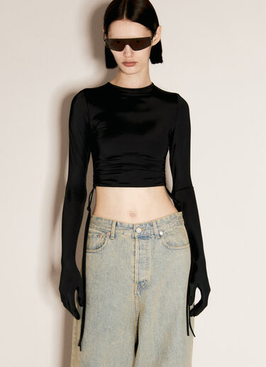 VETEMENTS Long Sleeve Crop Top Black vet0255012