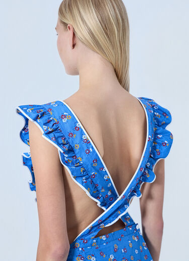 LN-CC® - Miu Miu: Poplin Pinafore Midi Dress - Blue Miu Miu Poplin Pinafore Midi Dress Blue miu0264100