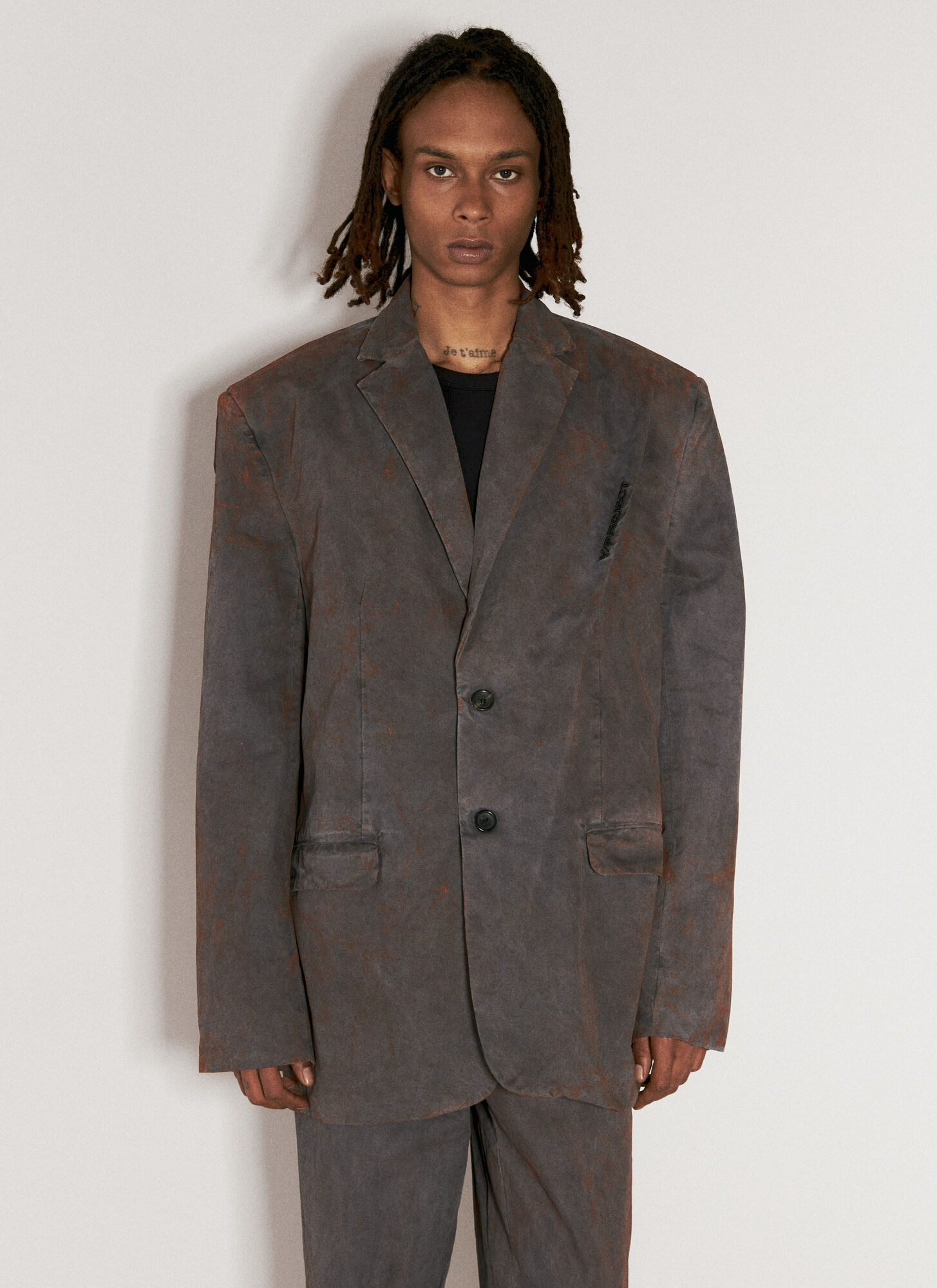 Shop Y/project Pinched Logo Rusted Blazer In Grey