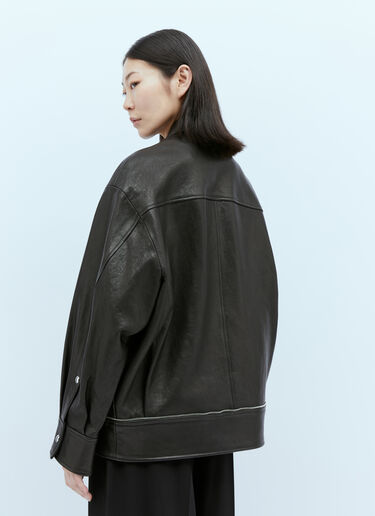 KHAITE Herman Leather Biker Jacket Black kha0253005