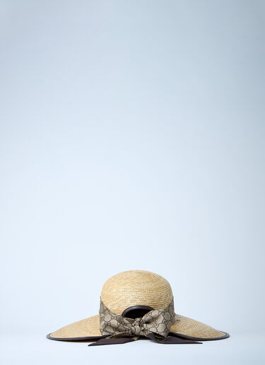 Gucci GG 蝴蝶结宽边草帽 米色 guc0261054