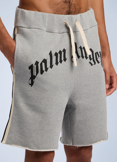Curved Logo Track Shorts Palm Angels Curved Logo Track Shorts Grey pma0162023
