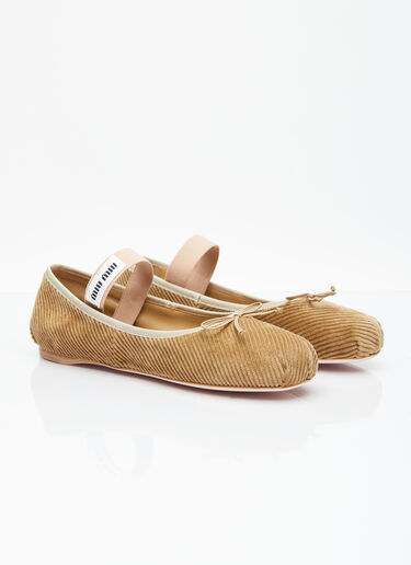 Corduroy Balletina Flats Miu Miu Corduroy Balletina Flats Brown miu0255019