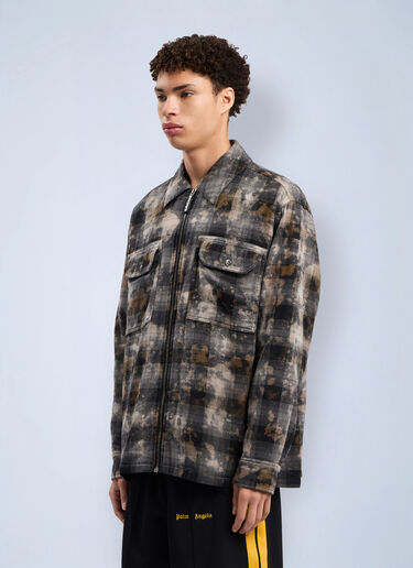 Curved Logo Check Overshirt Palm Angels Curved Logo Check Overshirt Grey pma0162027