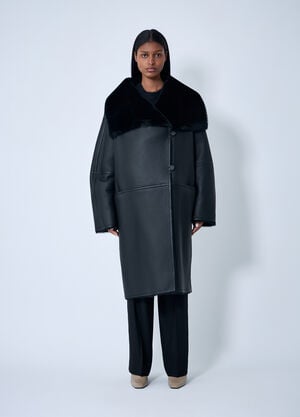 TOTEME Shearling Wrap Coat Black tot0263033
