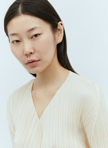 Pleats Please Issey Miyake Pleated Cardigan Beige plp0255014