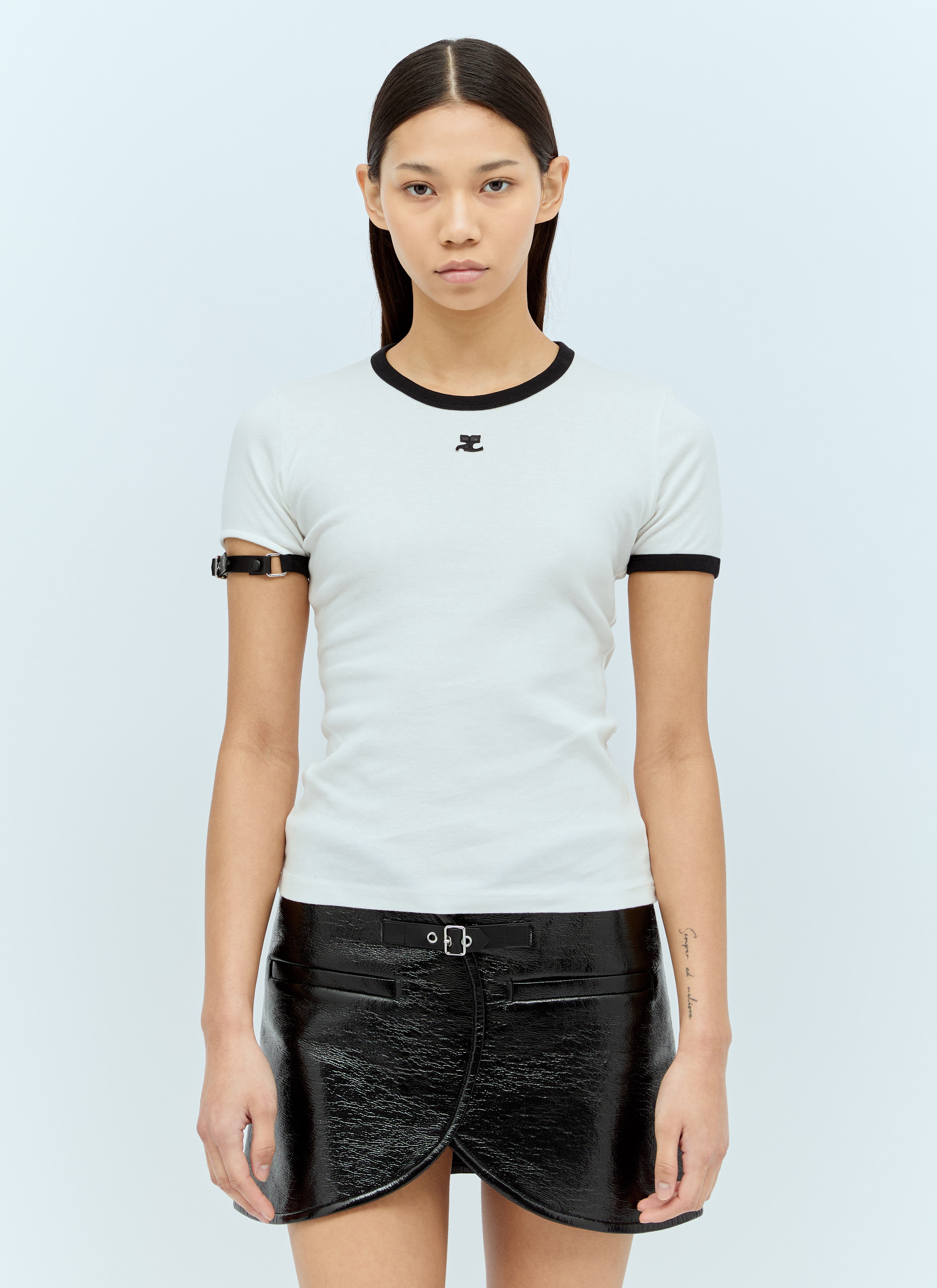 Courrèges バックルコントラストTシャツ ブルー cou0255005