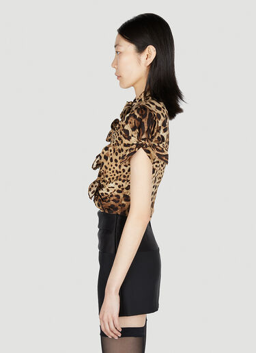 Dolce & Gabbana Leopard Print Bow Top Brown dol0251005