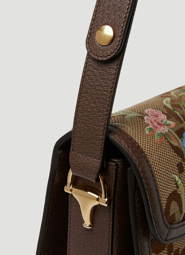 Gucci Embroidered Jumbo GG 1955 Horsebit 单肩包 驼色 guc0250146