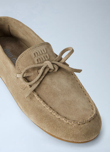 Suede Mesh Loafers Miu Miu Suede Mesh Loafers Beige miu0264214