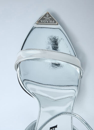 Prada Leather Heeled Sandals Silver pra0262020