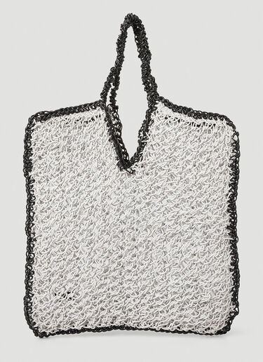 Max Mara Fillet Woven Tote Bag White max0248011