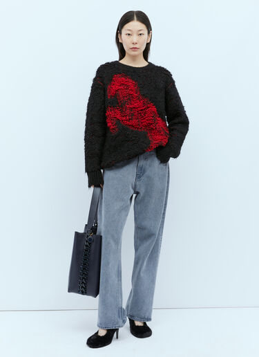 Stella McCartney Pixel Horse Jacquard Knit Sweater Black stm0254005