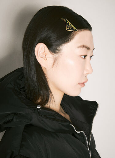 Prada 로고 플라크 헤어 핀 블랙 pra0258061