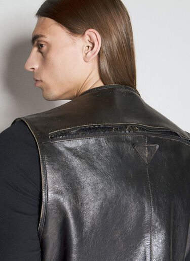 Prada Leather Cargo Vest Black pra0156008