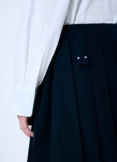 Prada Pleated Wool Skirt Blue pra0260023