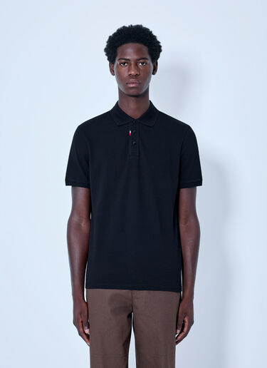 LN-CC® - Moncler: Piqué Polo Shirt - Black Moncler Piqué Polo Shirt Black mon0166006