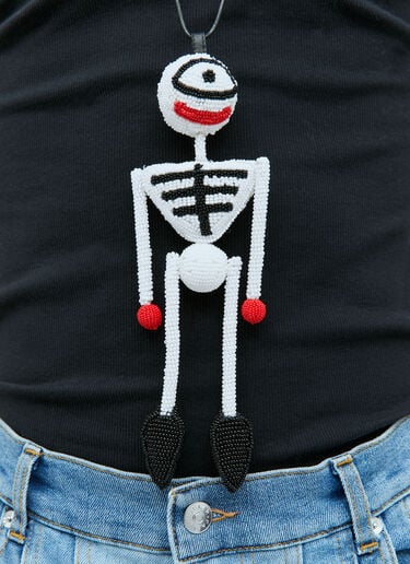 Walter Van Beirendonck One Eyed Skeleton 3D Beaded Necklace White wlt0154030