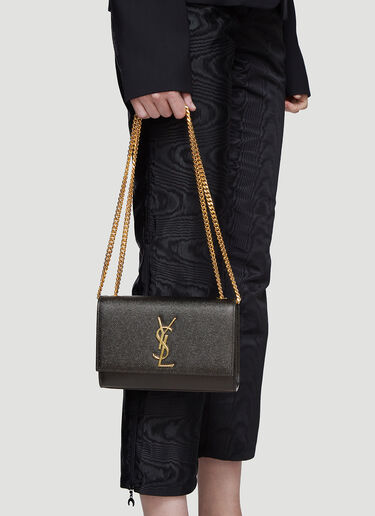 Saint Laurent Kate Grain De Poudre Shoulder Chain Bag Black sla0235026