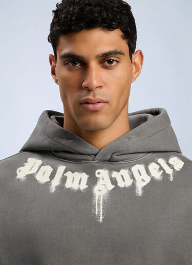 Neck Logo Regular Hooded Sweatshirt Palm Angels Neck Logo Regular Hooded Sweatshirt Grey pma0162052