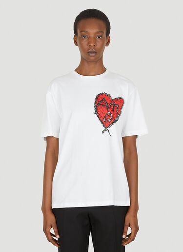 Alexander McQueen Heart Logo Print T-Shirt White amq0249018