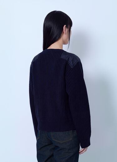 LN-CC® - GANNI: Wool Melange Rib Stripe V Neck - Navy GANNI Wool Melange Rib Stripe V Neck Navy gan0266031