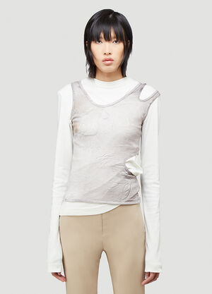 Mainline:RUS/Fr.CA/DE Layered Distressed T-Shirt White mai0242011