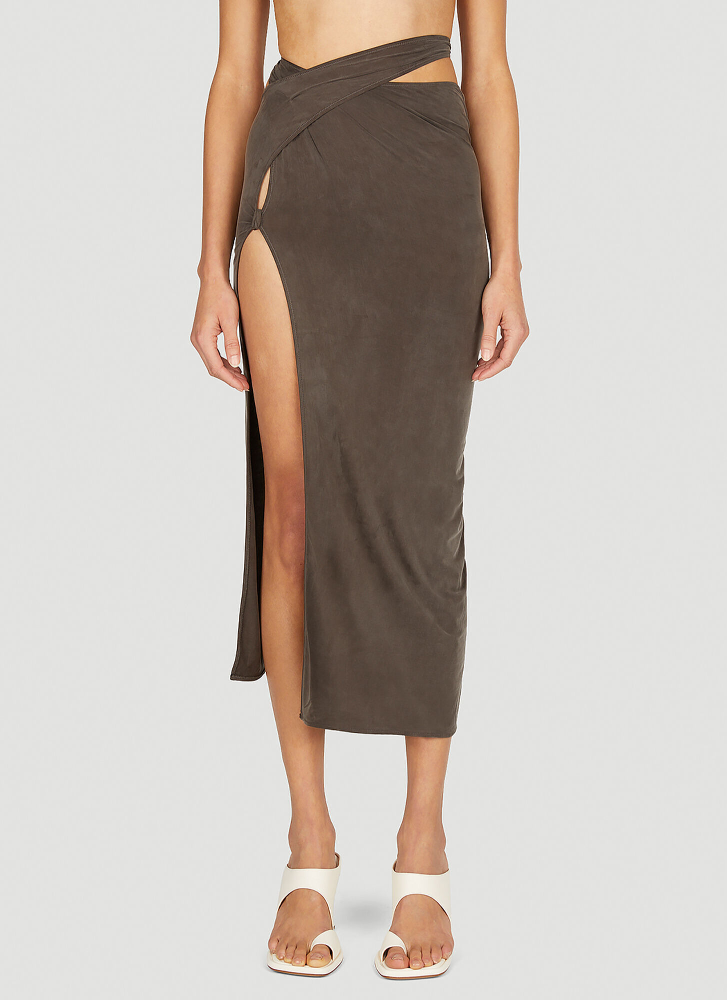 Shop Jacquemus La Jupe Espelho Skirt In Brown