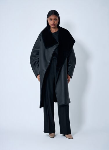 TOTEME Shearling Wrap Coat Black tot0263033