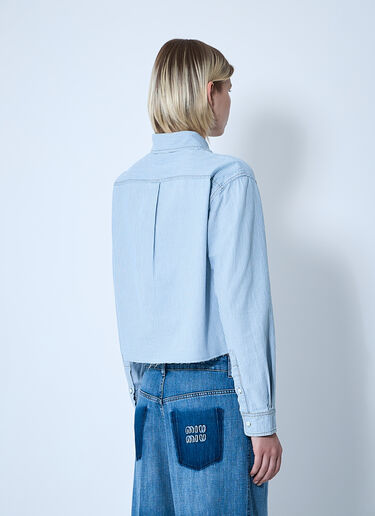 Miu Miu Striped Logo Motif Shirt Denim miu0261014