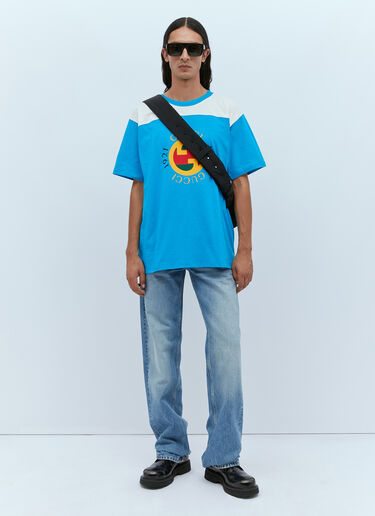Gucci Logo Print T-Shirt Blue guc0153060