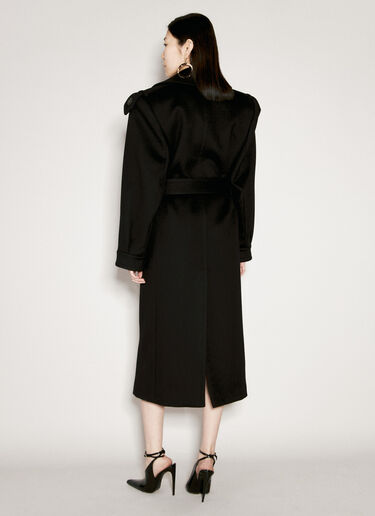 Saint Laurent Cashmere And Wool Belted Coat Black sla0254026