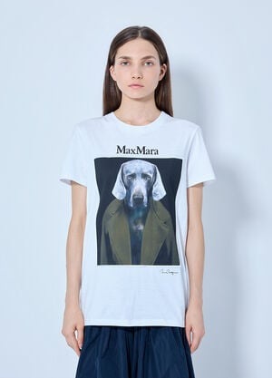 Max Mara Graphic Print Cotton T-Shirt White max0265010
