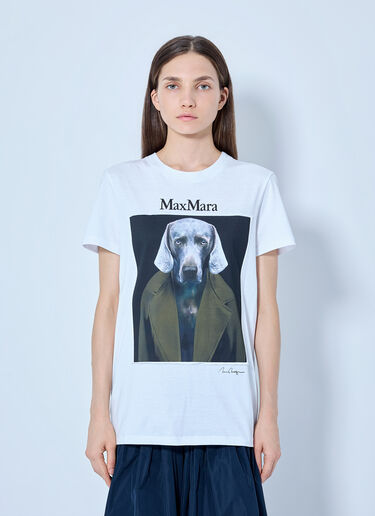 LN-CC® - Max Mara: Graphic Print Cotton T-Shirt - White Max Mara Graphic Print Cotton T-Shirt White max0265010